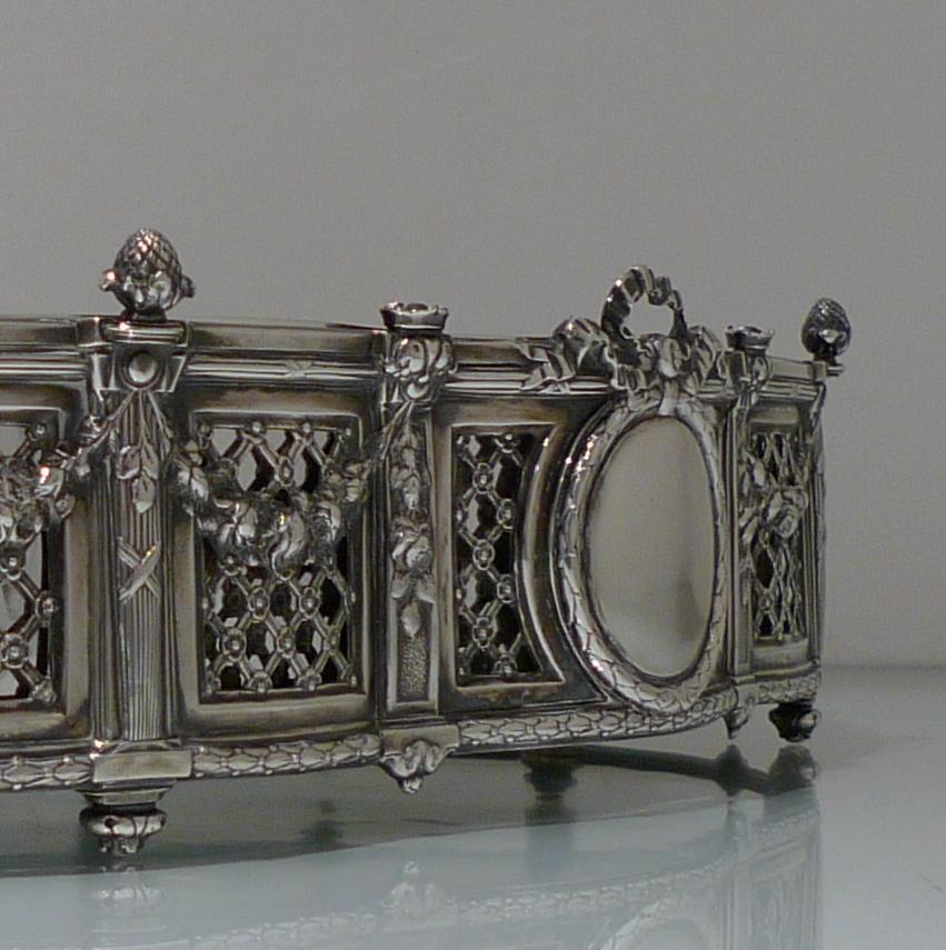19th Century Antique 800 Standard Large Silver French Jardinière, circa 1890 For Sale 6