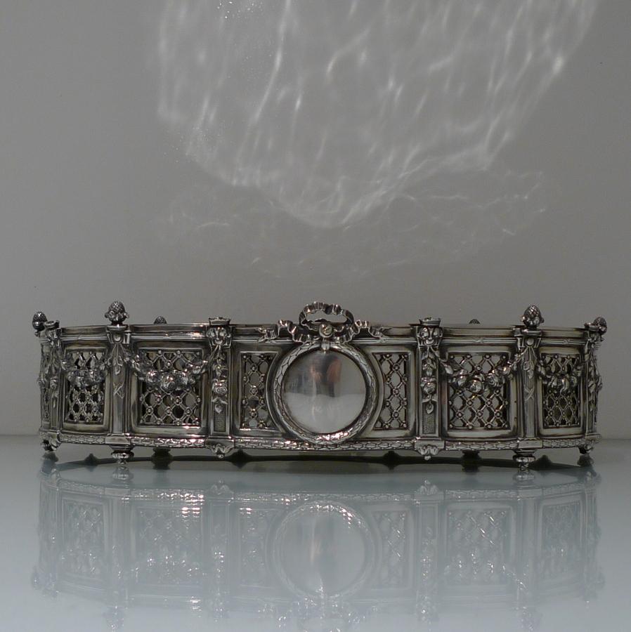 European 19th Century Antique 800 Standard Large Silver French Jardinière, circa 1890 For Sale