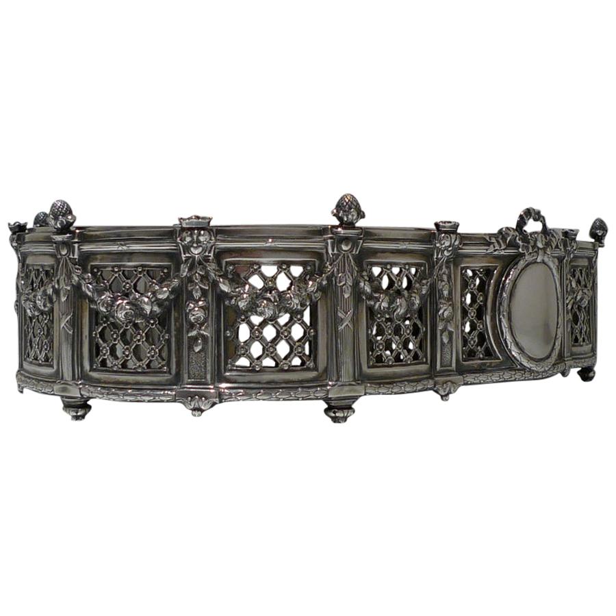 19th Century Antique 800 Standard Large Silver French Jardinière, circa 1890 For Sale