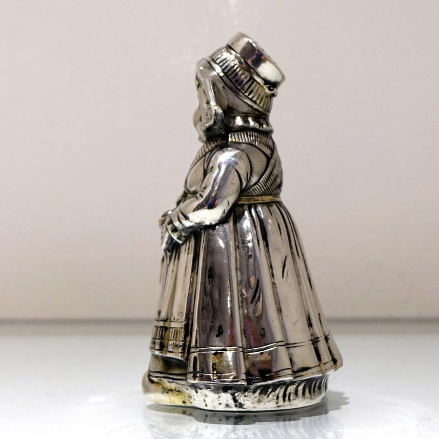 Late 19th Century 19th Century Antique 800 Standard Silver Figural Peppers German circa 1890, Pair For Sale
