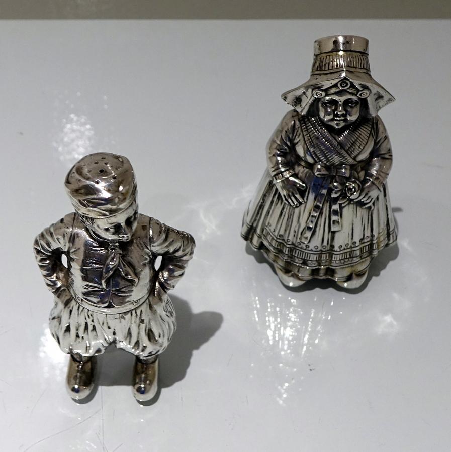 19th Century Antique 800 Standard Silver Figural Peppers German circa 1890, Pair For Sale 1