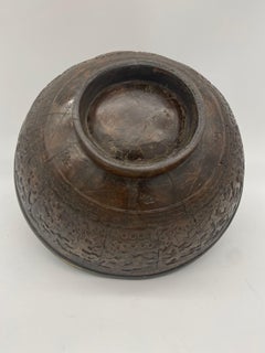 19th Century Antique Chinese Inlay Tin Coconut Big Bowl