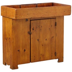 19ème siècle Antique Américain Primitif Puristic Pine Dry Sink / Dry Bar