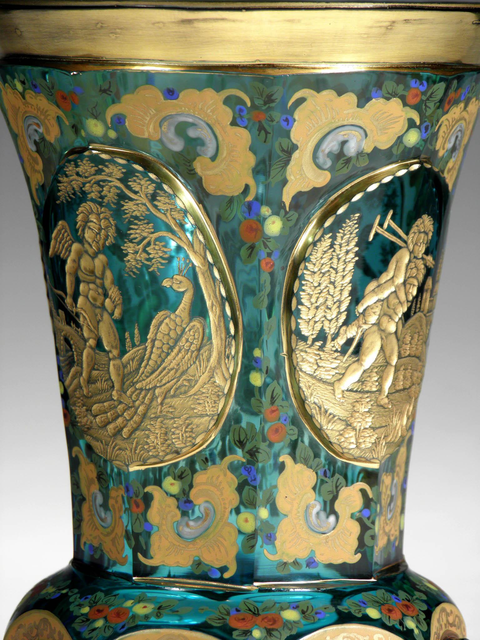 Czech 19th Century Antique Aquamarine Goblet