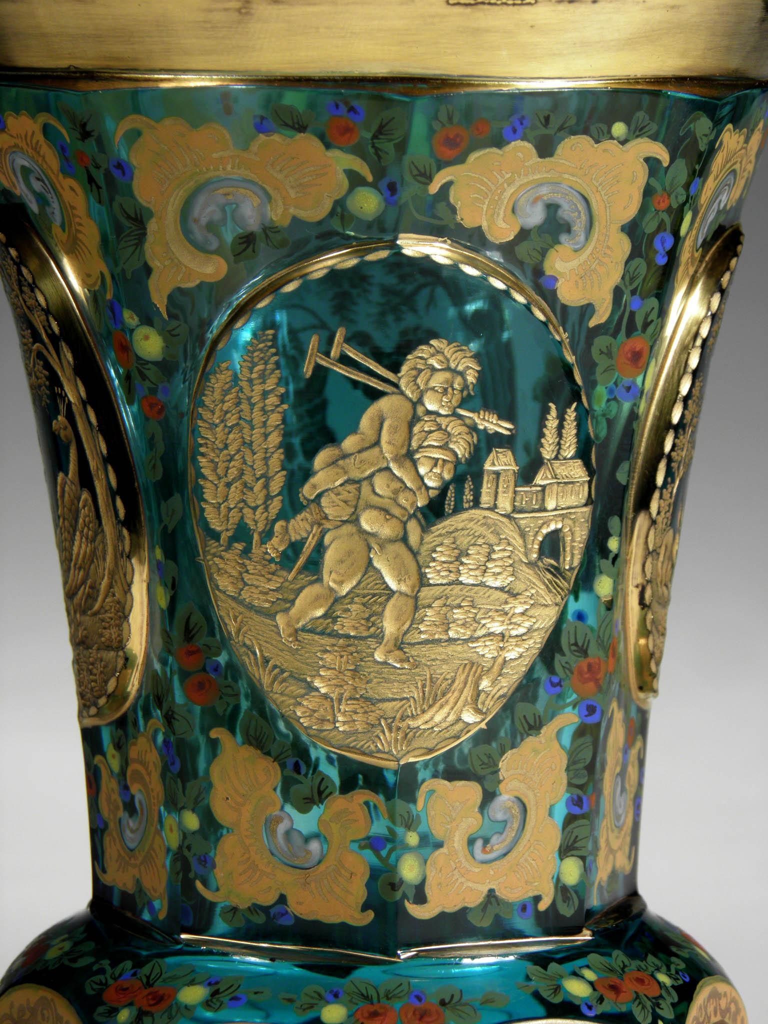 Engraved 19th Century Antique Aquamarine Goblet