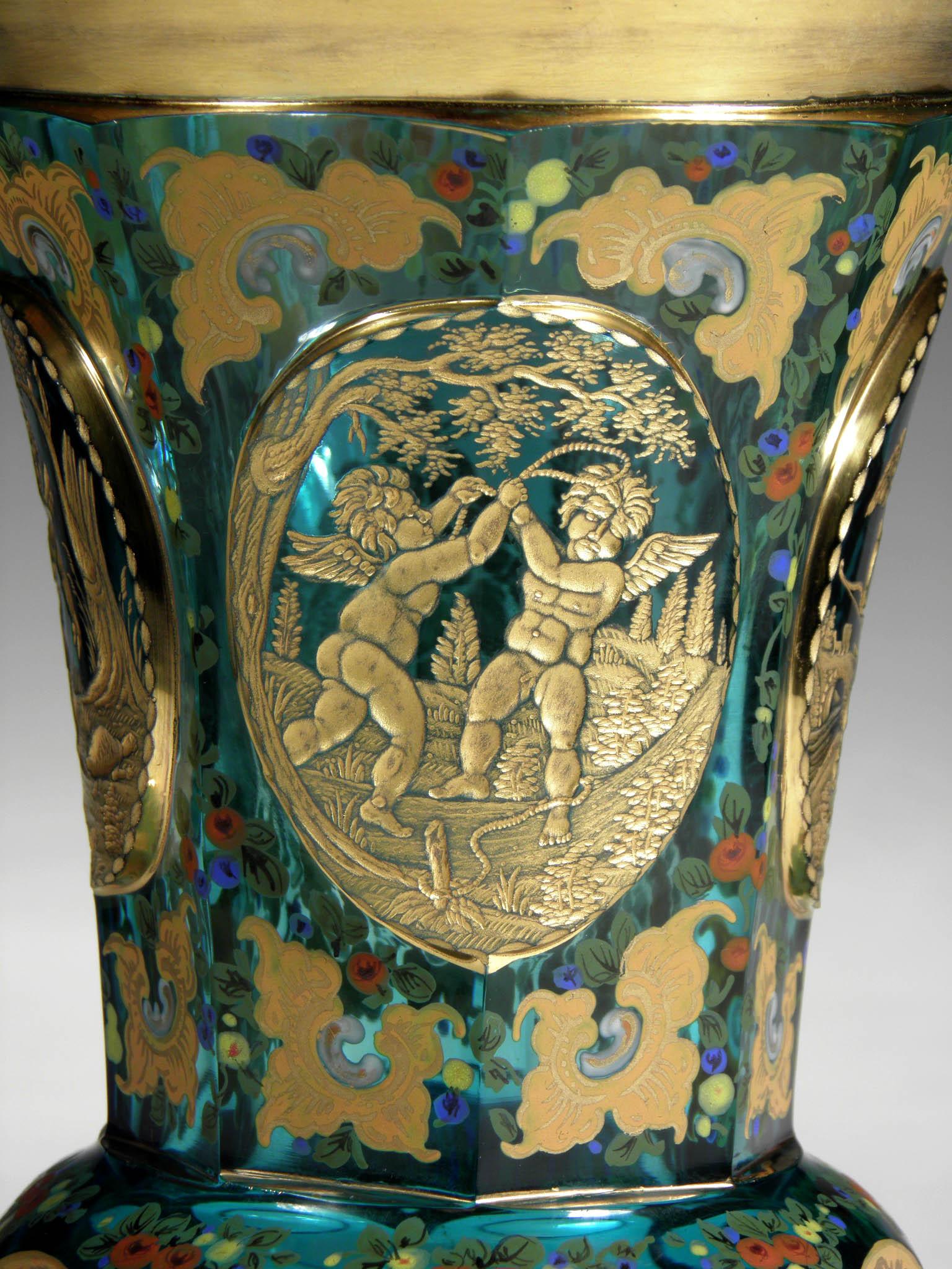 Glass 19th Century Antique Aquamarine Goblet