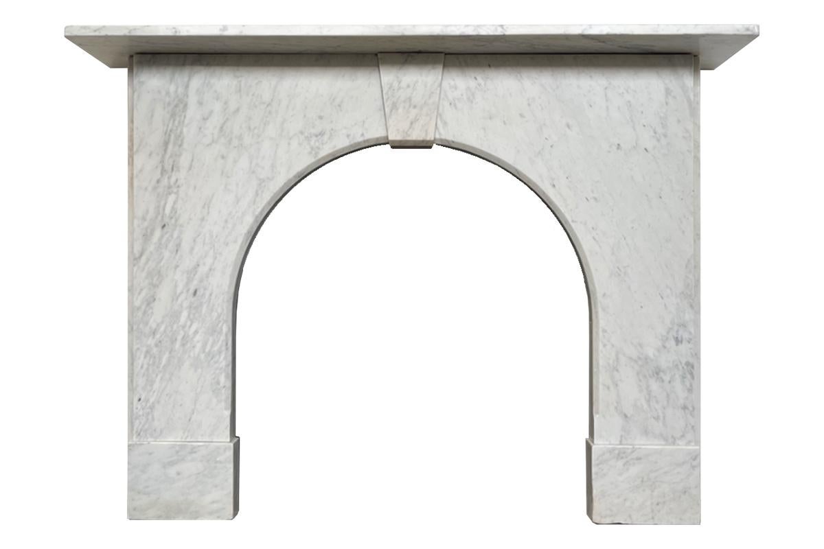 19th Century Antique arched Victorian Carrara marble fireplace surround 6