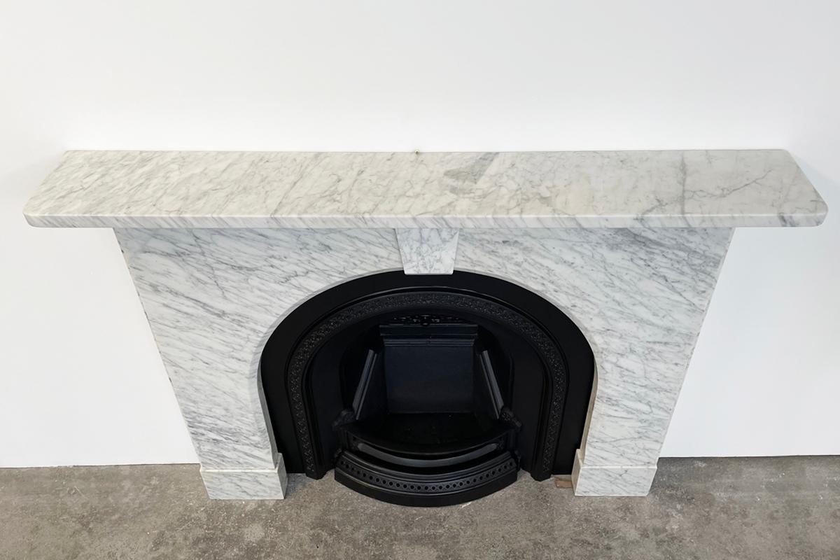 Carrara Marble 19th Century Antique arched Victorian Carrara marble fireplace surround