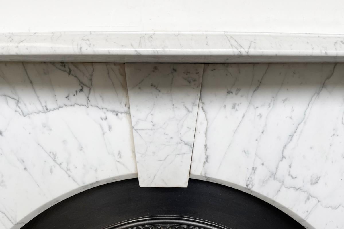Carrara Marble 19th Century Antique arched Victorian Carrara marble fireplace surround