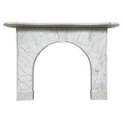 19th Century Antique Arched Victorian Carrara Marble Fireplace Surround