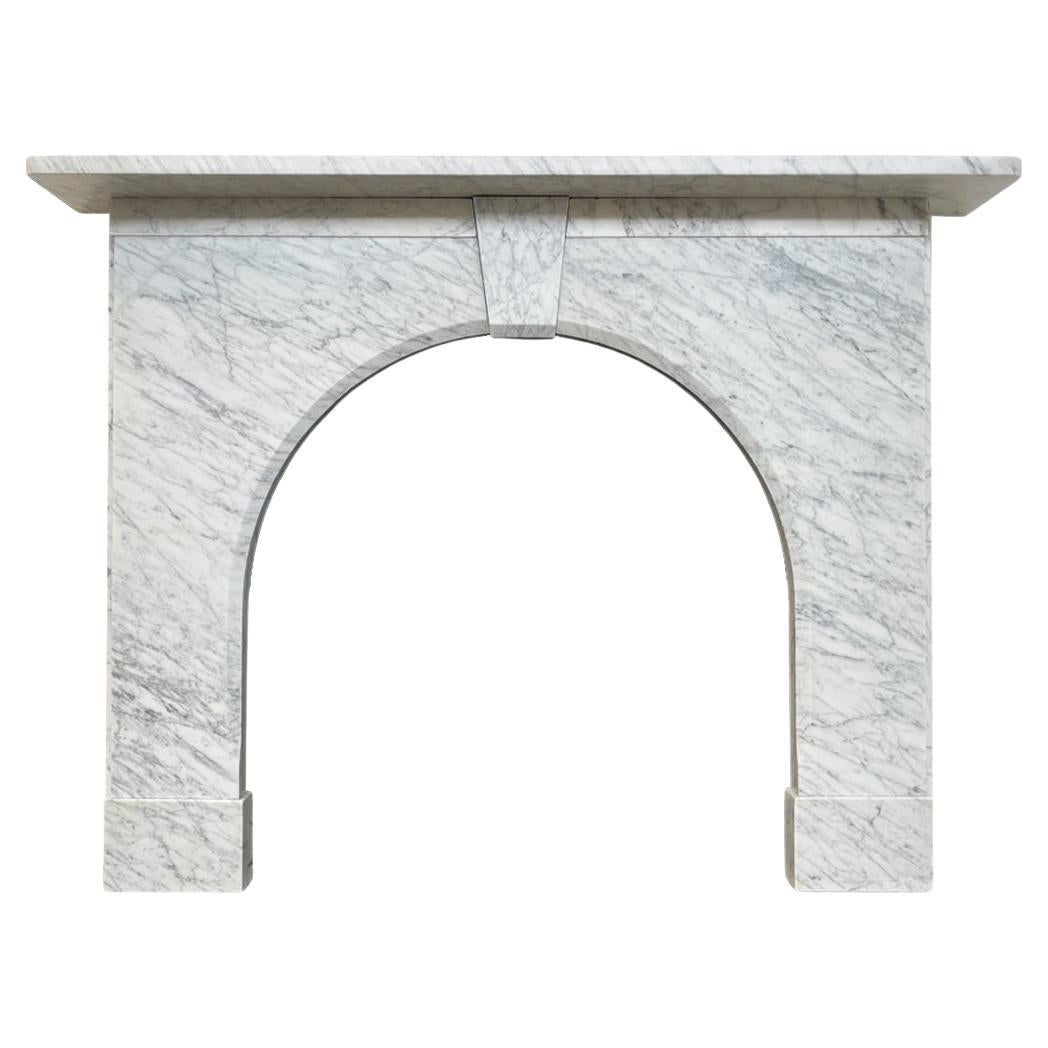 19th Century Antique arched Victorian Carrara marble fireplace surround