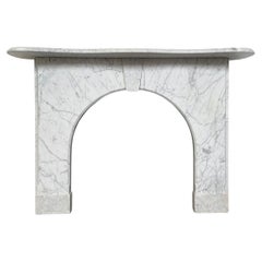 19th Century Antique arched Victorian Carrara marble fireplace surround