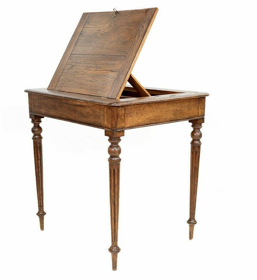 19th Century Antique Architects Oak Desk Table 2