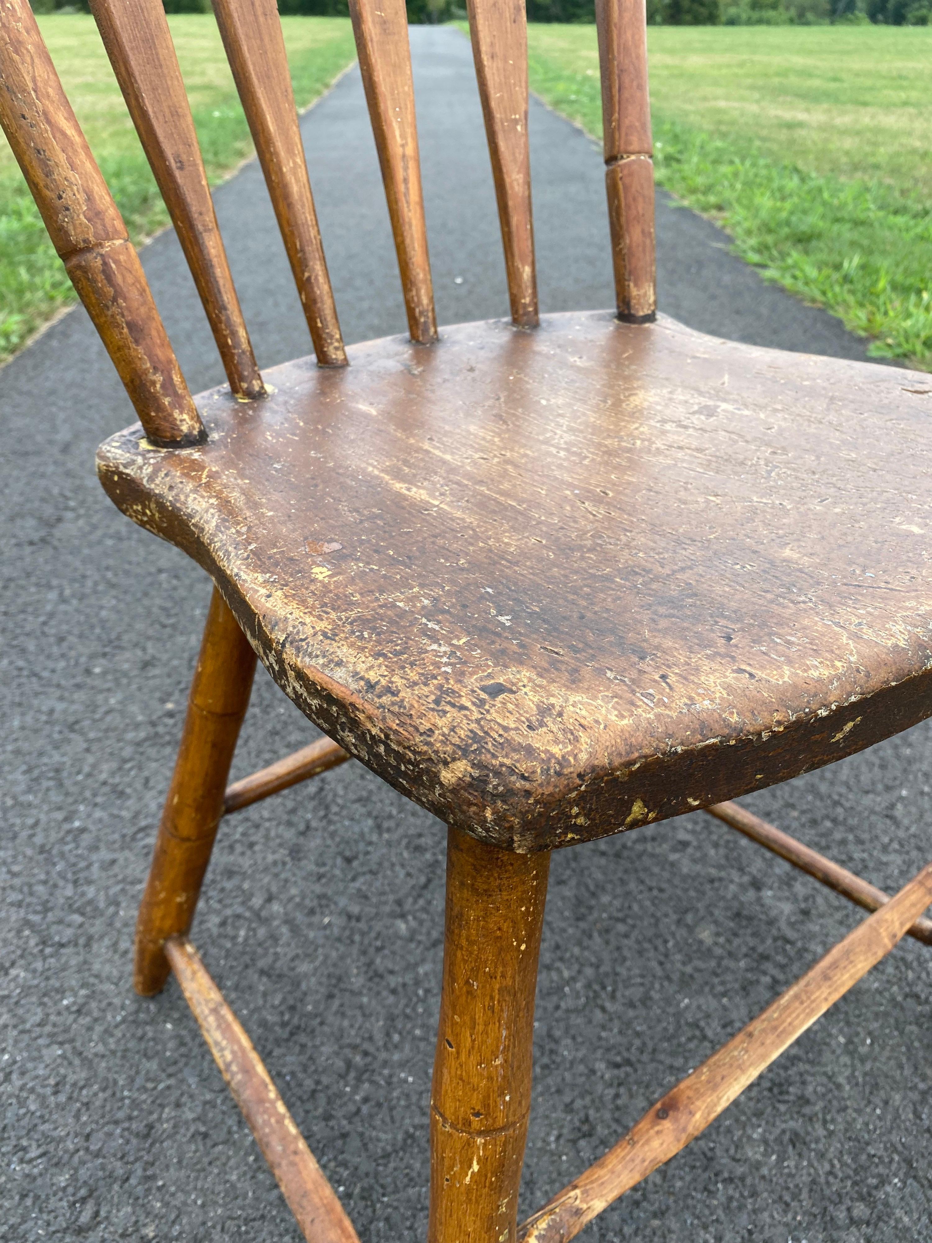 19th Century Antique Arrow Back Windsor Wood Accent Dining Side Chair For Sale 2