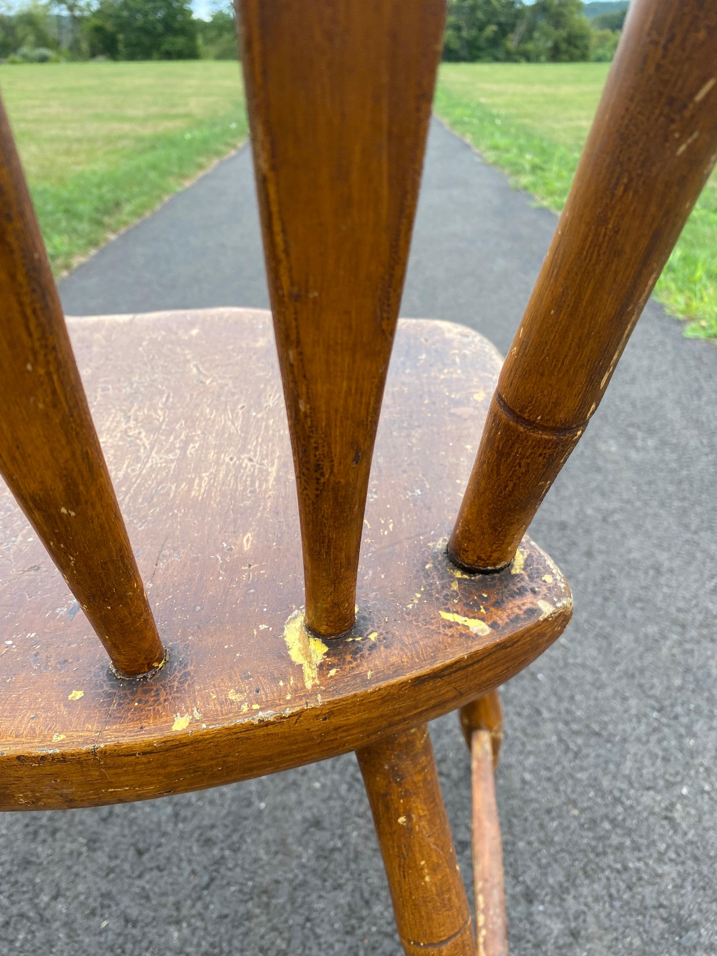 19th Century Antique Arrow Back Windsor Wood Accent Dining Side Chair For Sale 5