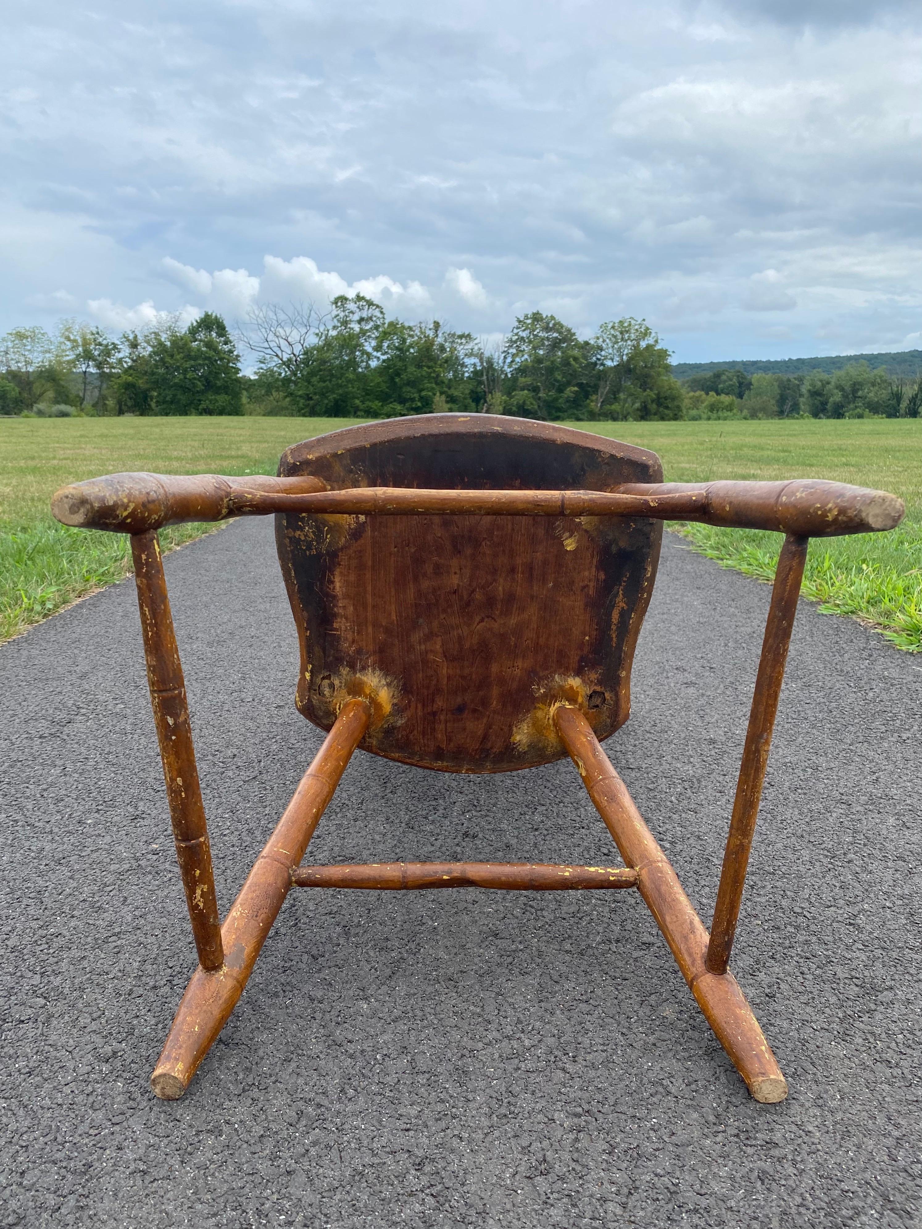 19th Century Antique Arrow Back Windsor Wood Accent Dining Side Chair For Sale 9