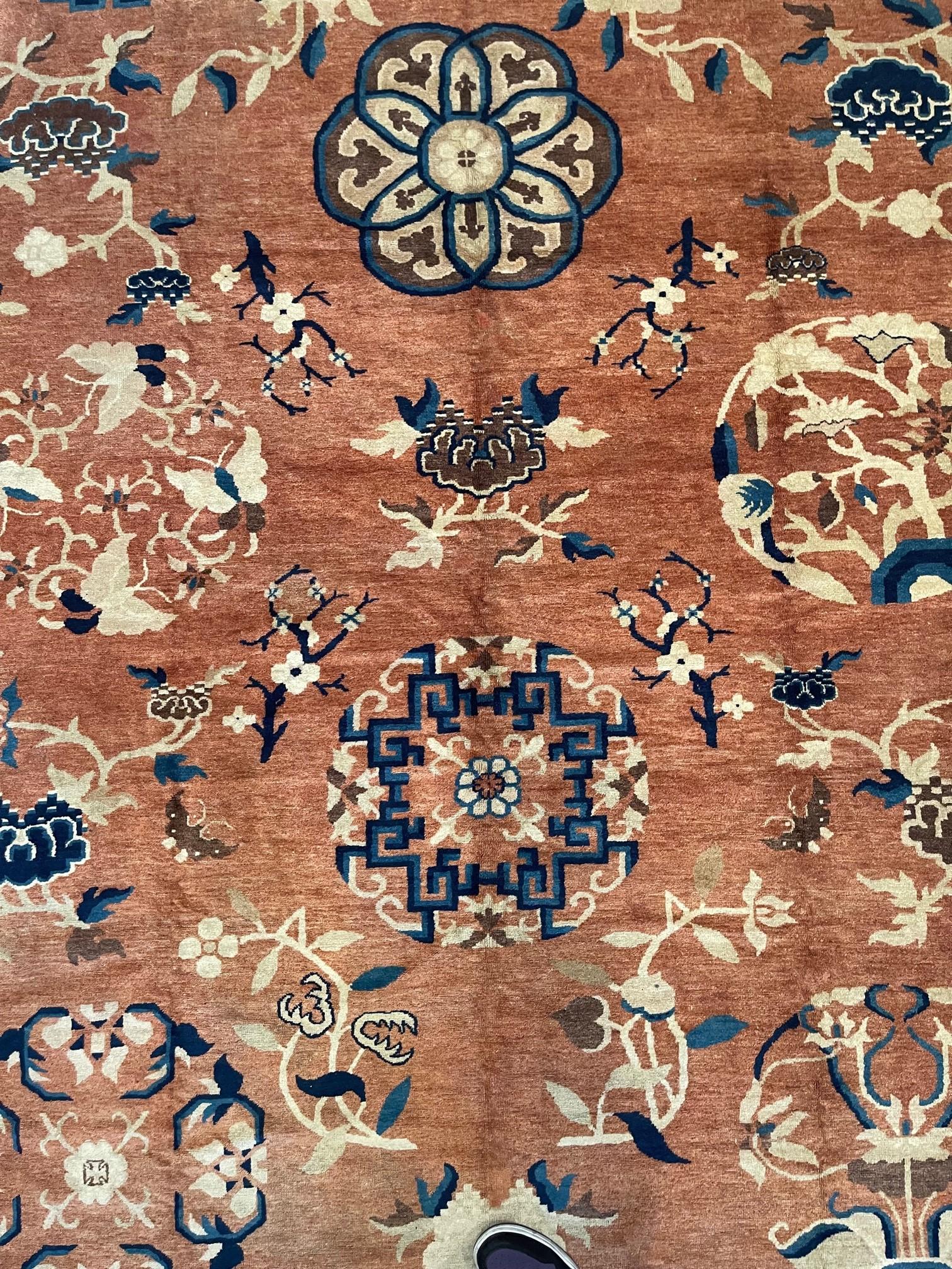 The Older Antique Chinese Rugs, as opposed to most other productions of Chinese goods, were woven almost exclusively for internal consumption. Since they were mostly sheltered from European and Western influences, this offers us the reason why these
