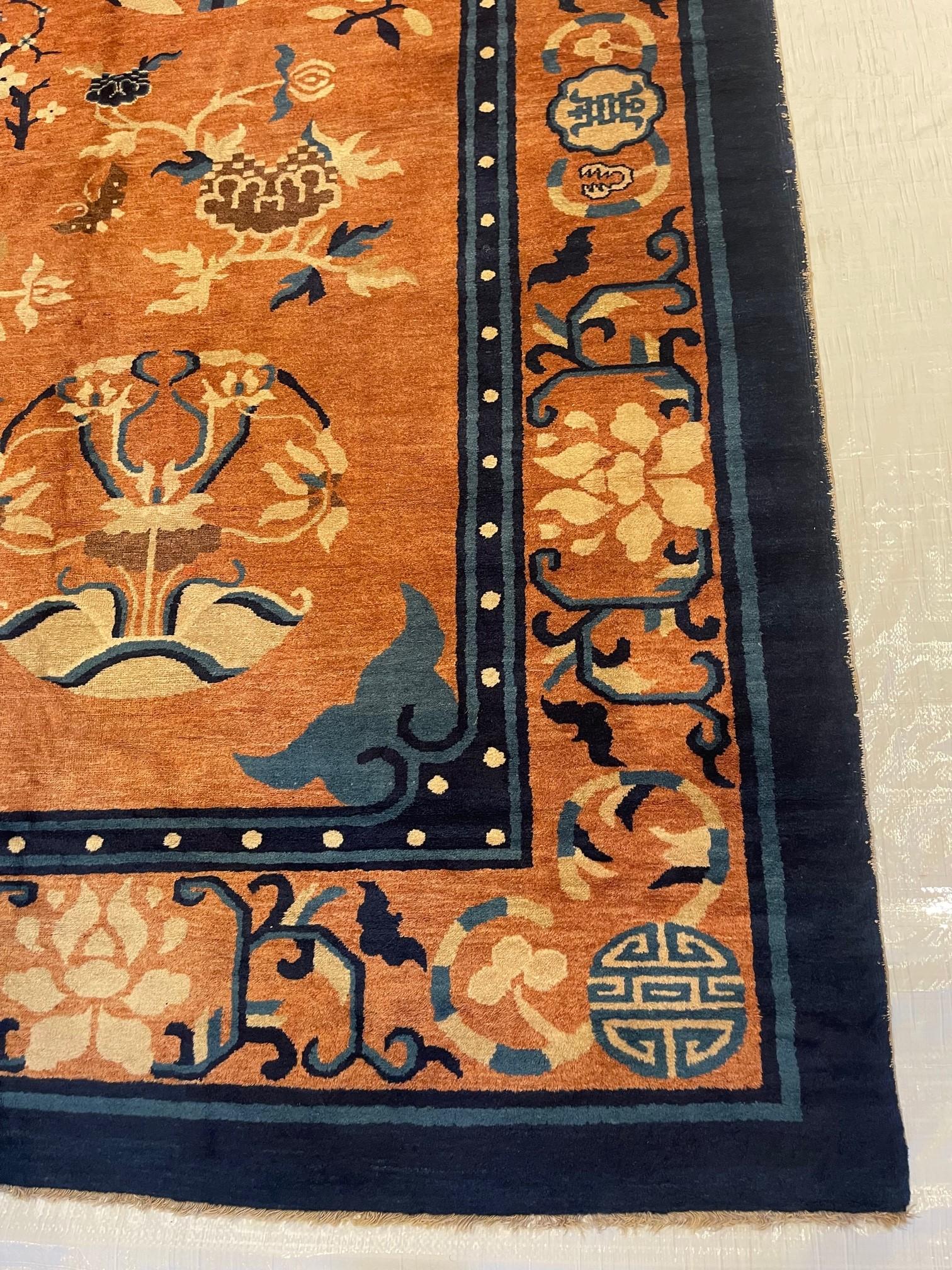 Chinese Chippendale 19th Century Antique Art Deco Chinese rug For Sale
