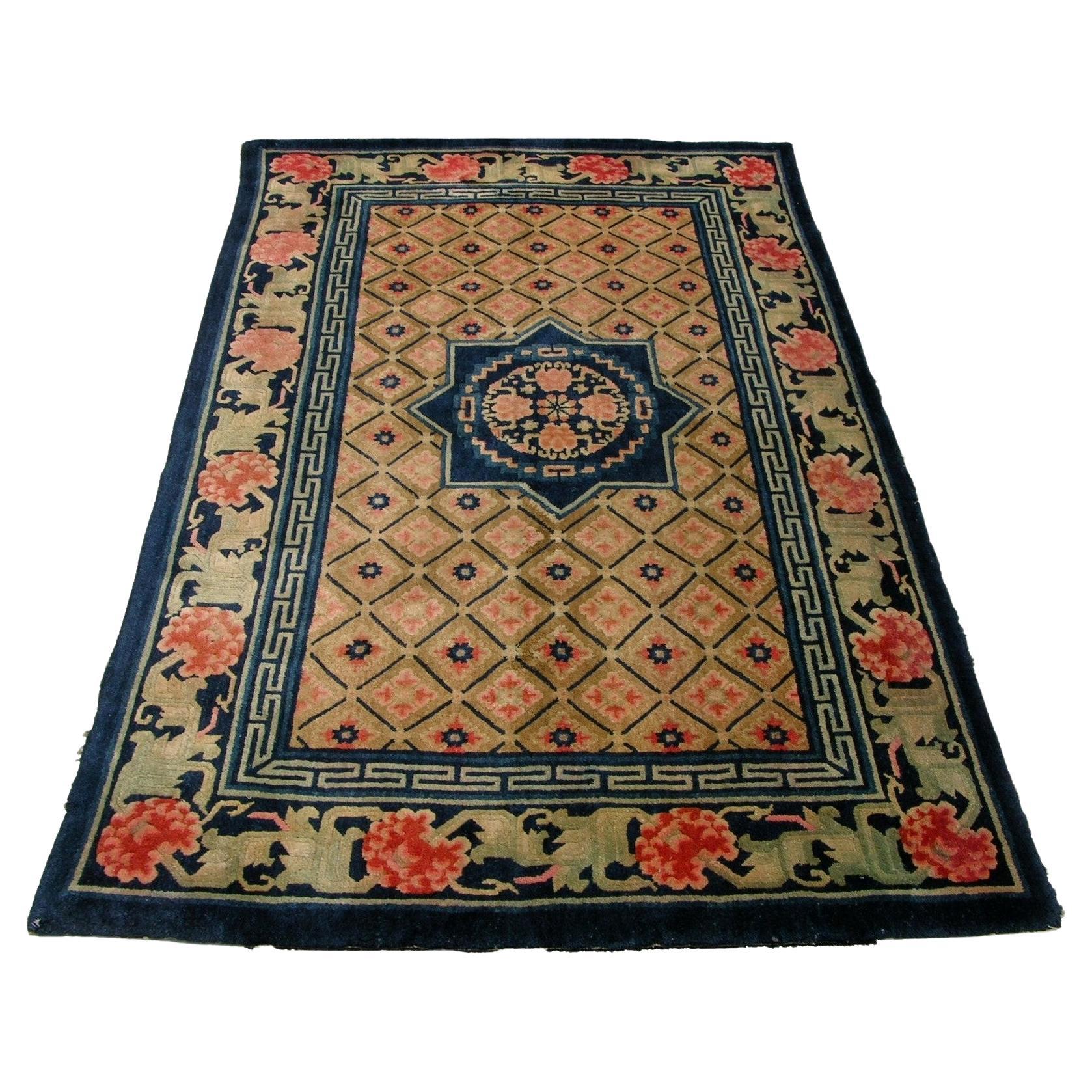 19th Century Antique Art Deco Chinese Rug For Sale