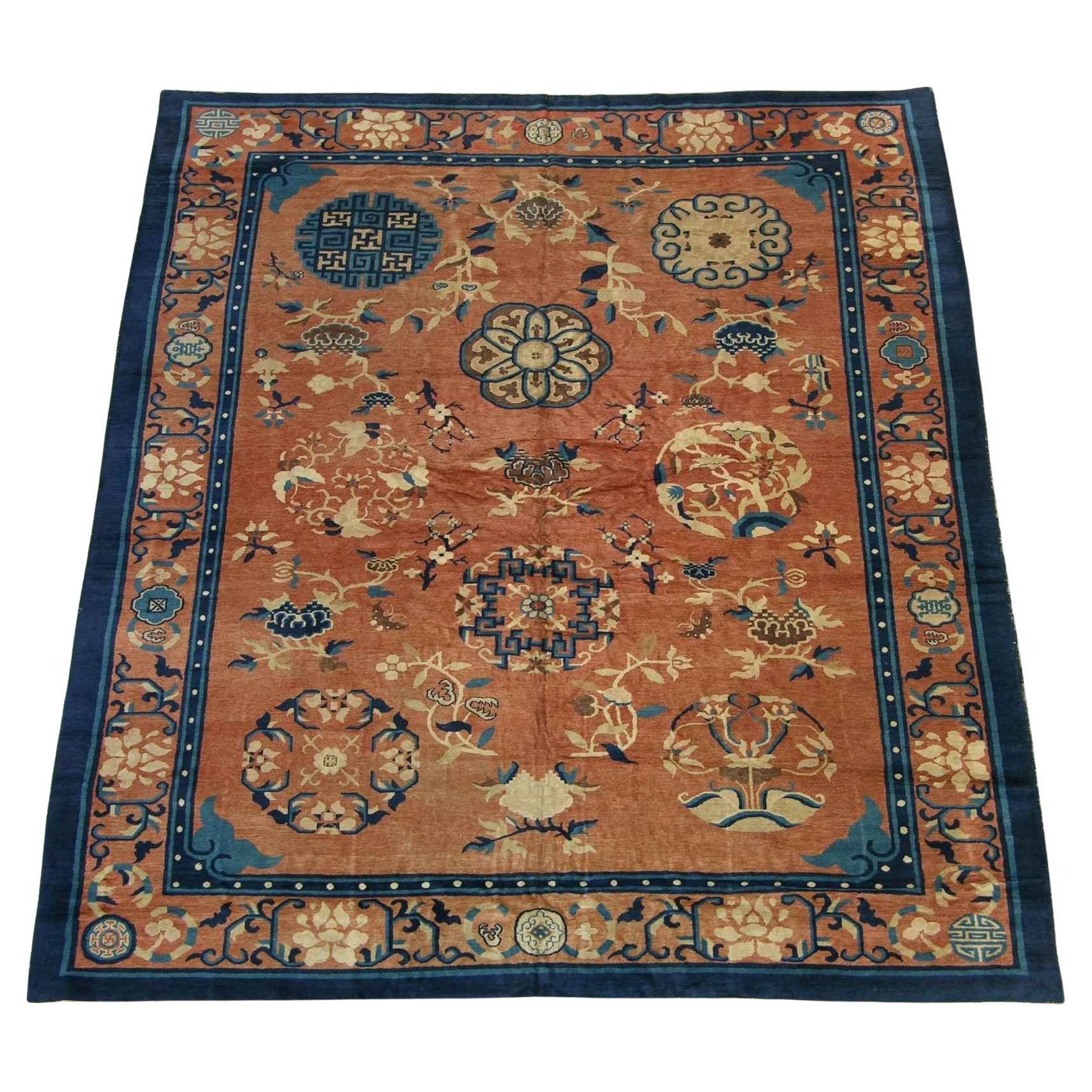 19th Century Antique Art Deco Chinese rug For Sale