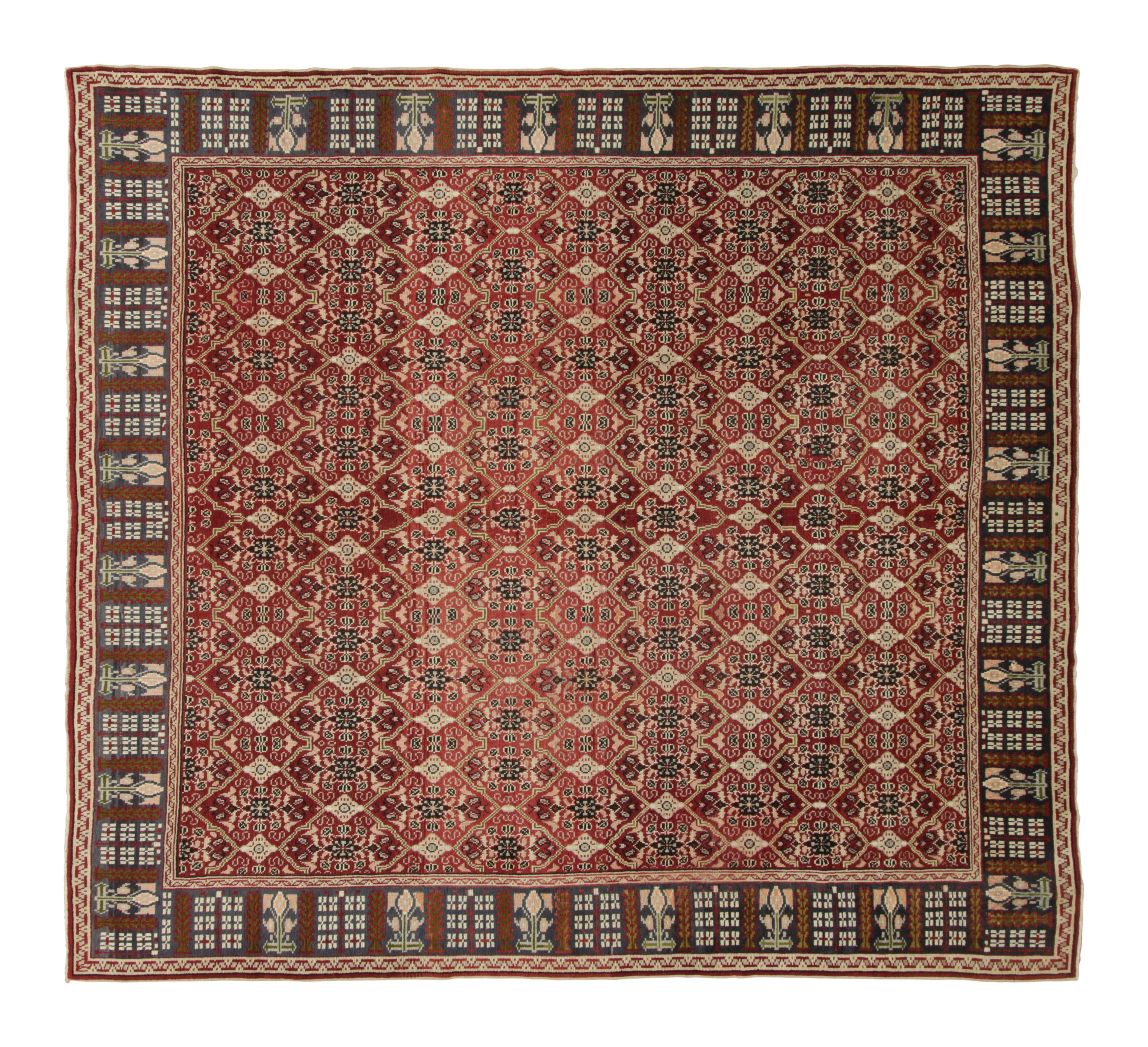 19th Century Antique Axminster Rug, Floral Trellises over Rust Red - Rug 
Kilim For Sale