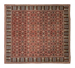 19th Century Antique Axminster Rug, Floral Trellises over Rust Red - Rug & Kilim