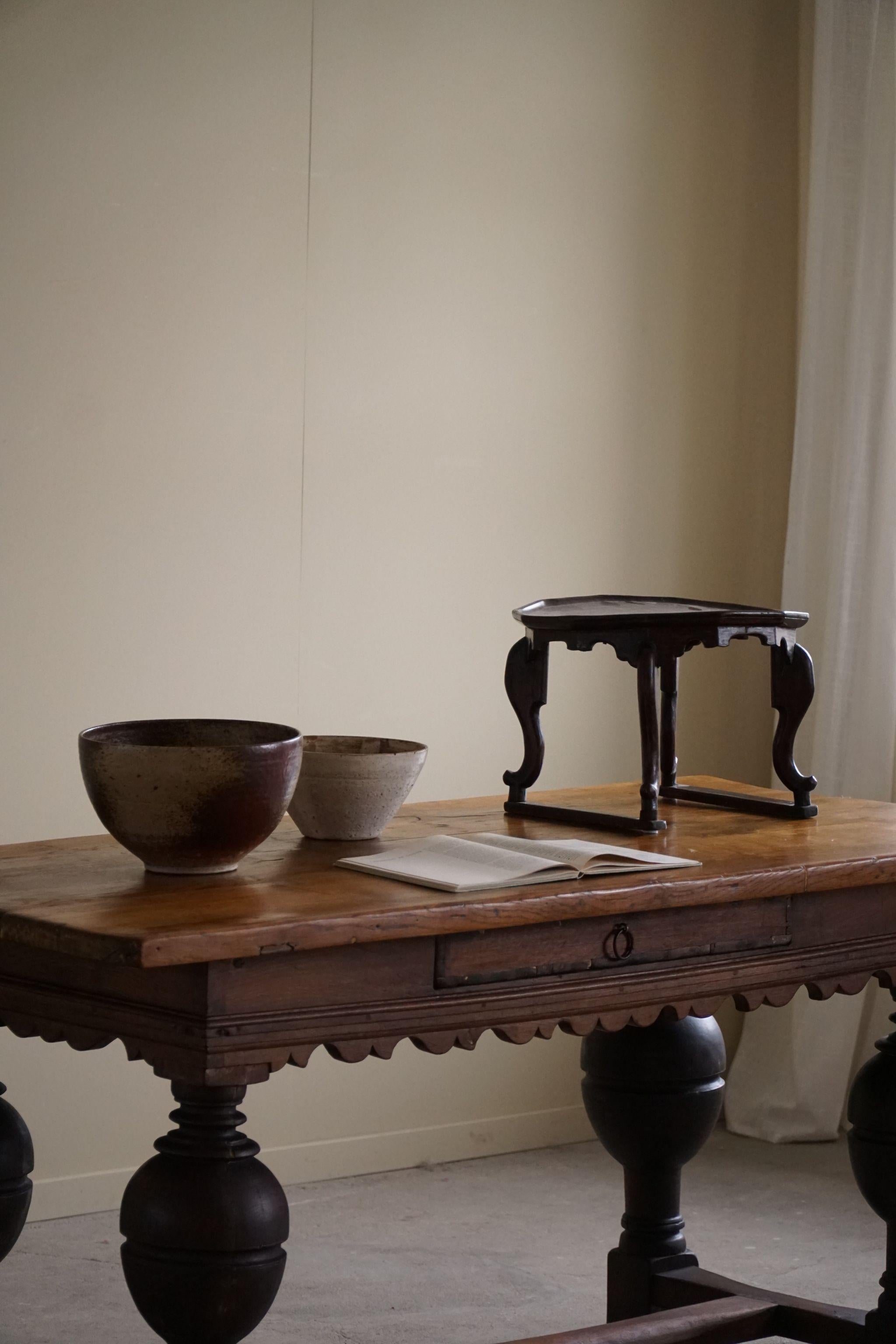 19th Century Antique Baroque Dining / Desk Table in Oak, Danish Cabinetmaker For Sale 10