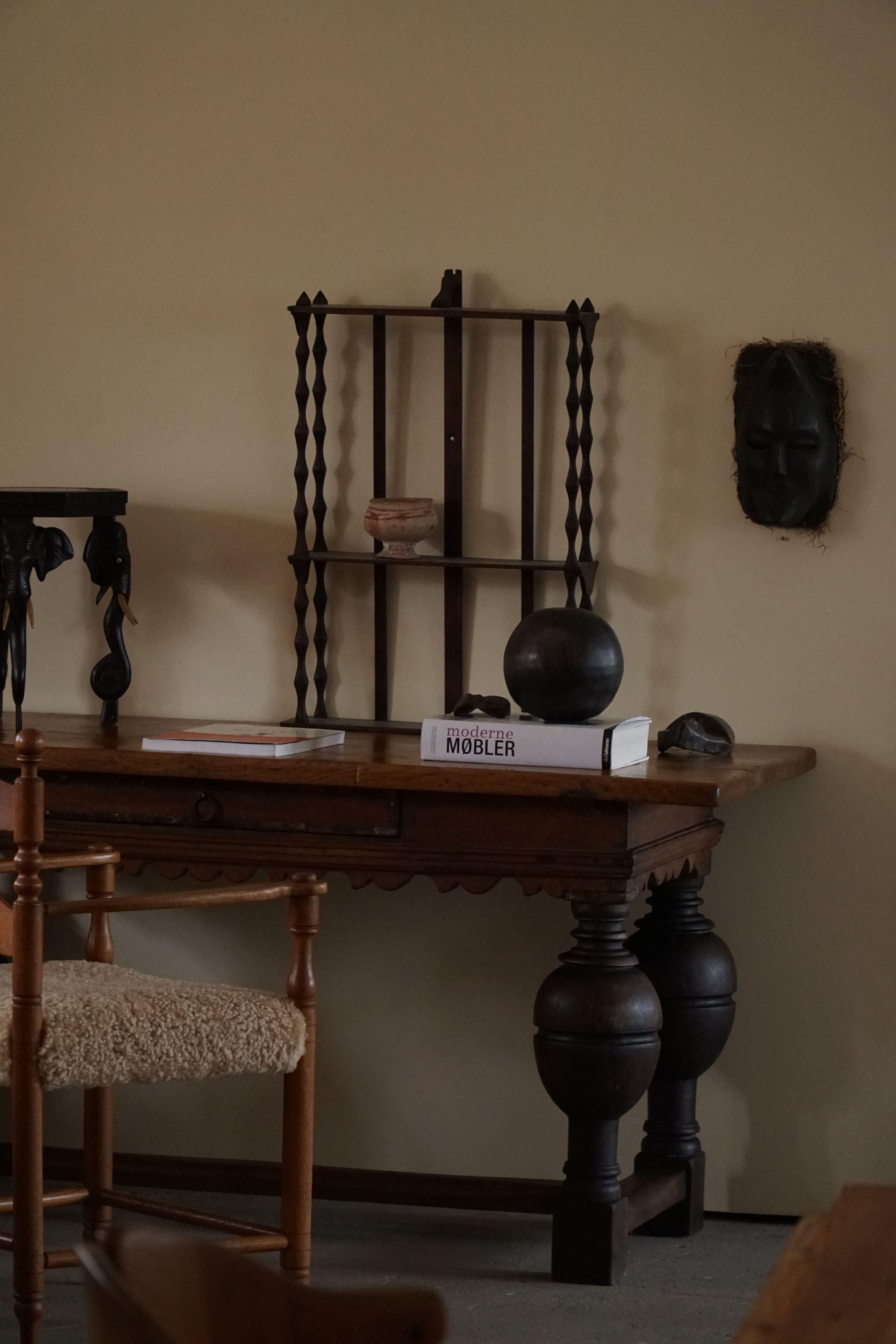 19th Century Antique Baroque Dining / Desk Table in Oak, Danish Cabinetmaker For Sale 1