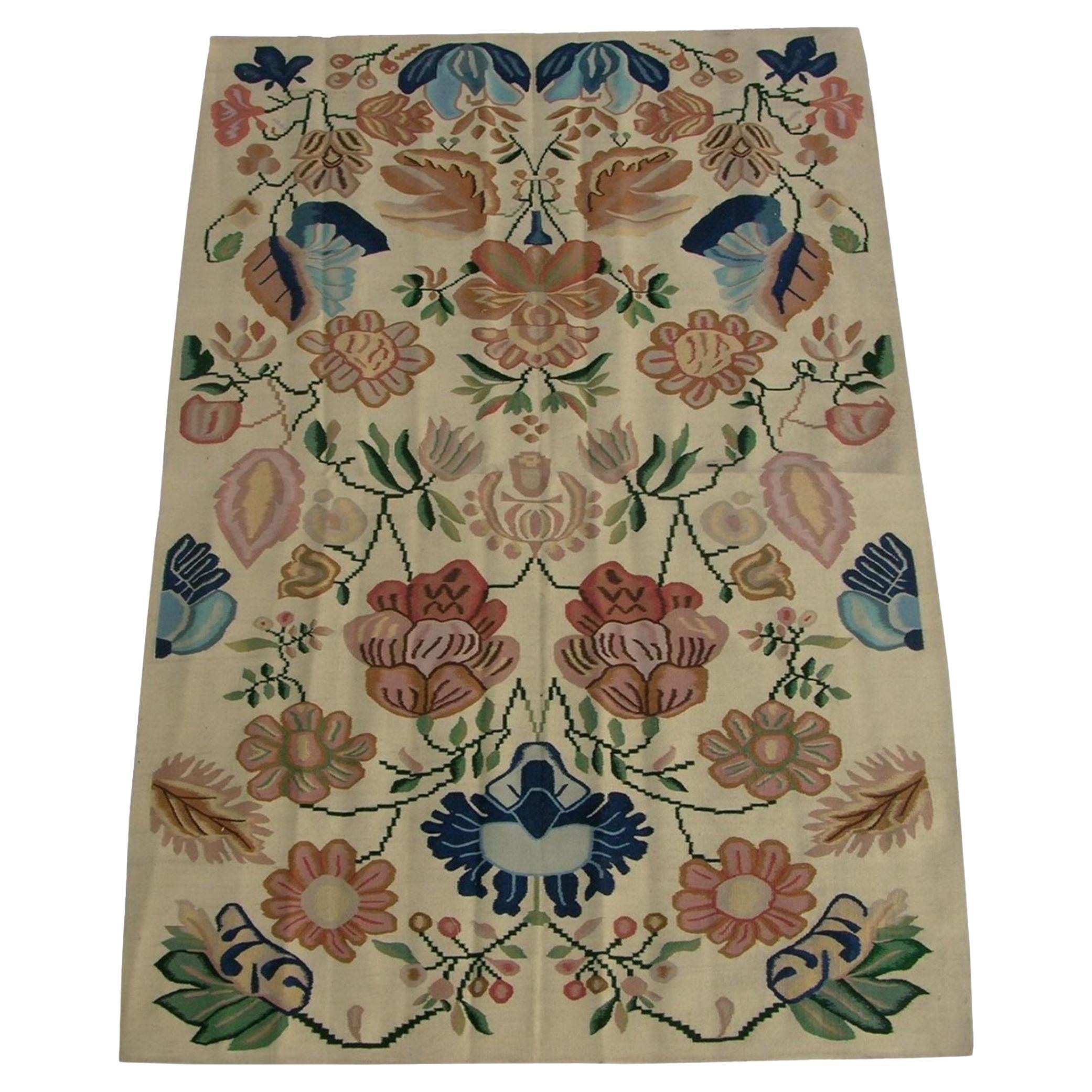19th Century Antique Bessarabian Floral Rug For Sale