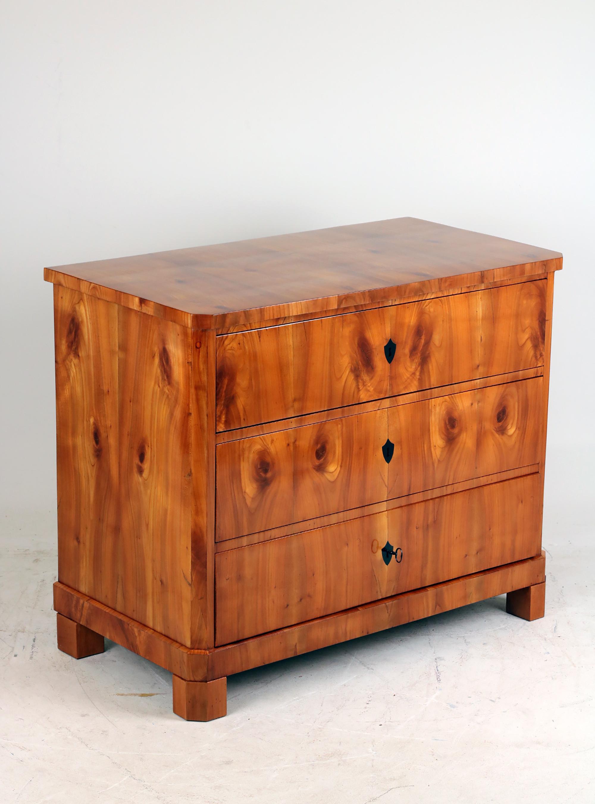 19th Century Antique Biedermeier Cherrywood Chest of drawers For Sale 12