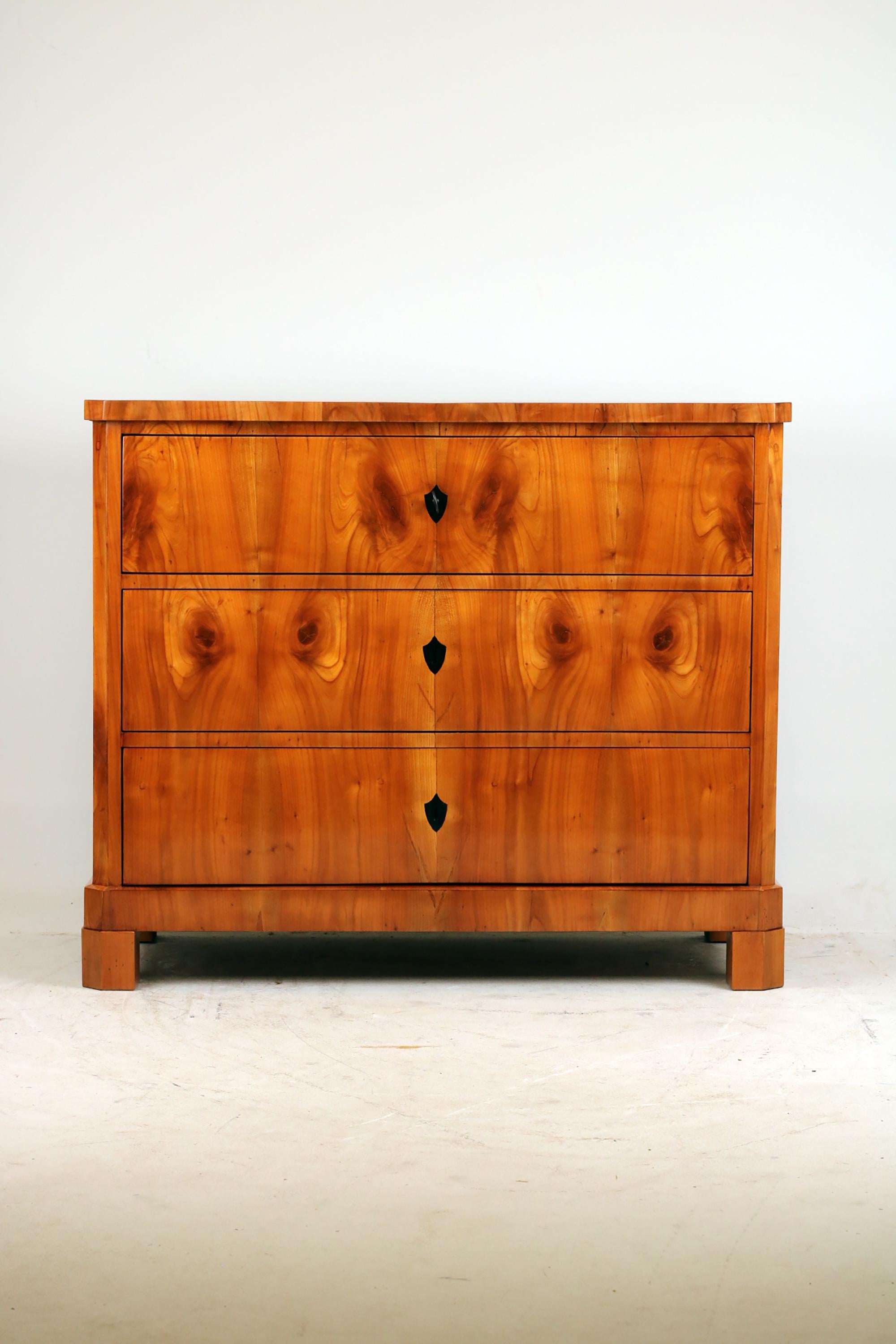 19th Century Antique Biedermeier Cherrywood Chest of drawers For Sale 3