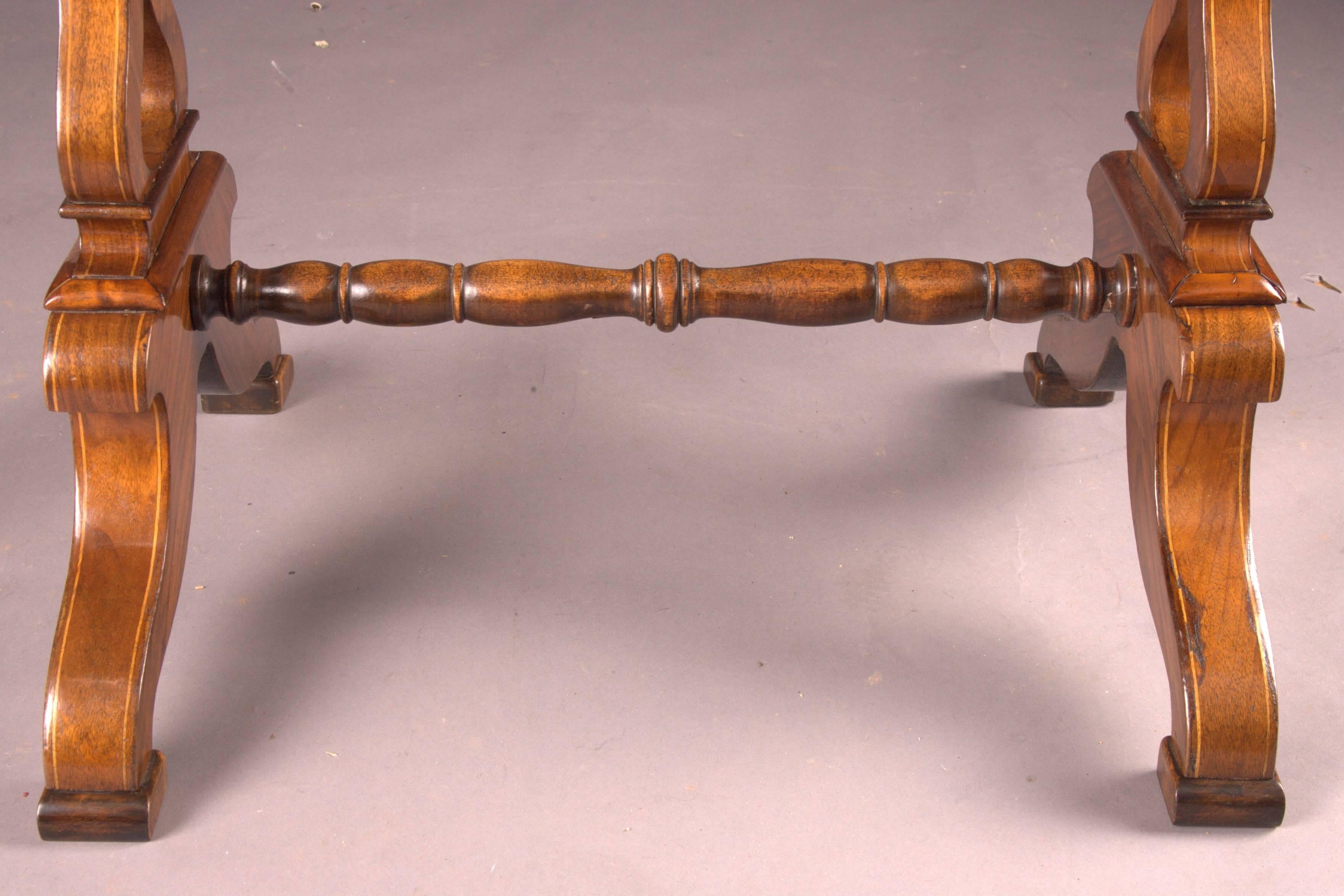 19th Century Antique Biedermeier Sewing Table from Vienna Walnut Root Veneer 2