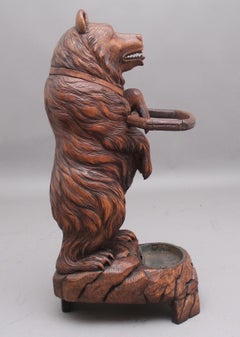 19th Century Antique Black Forest Bear Stick Stand