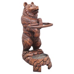 19th Century Antique Black Forest Bear Stick Stand