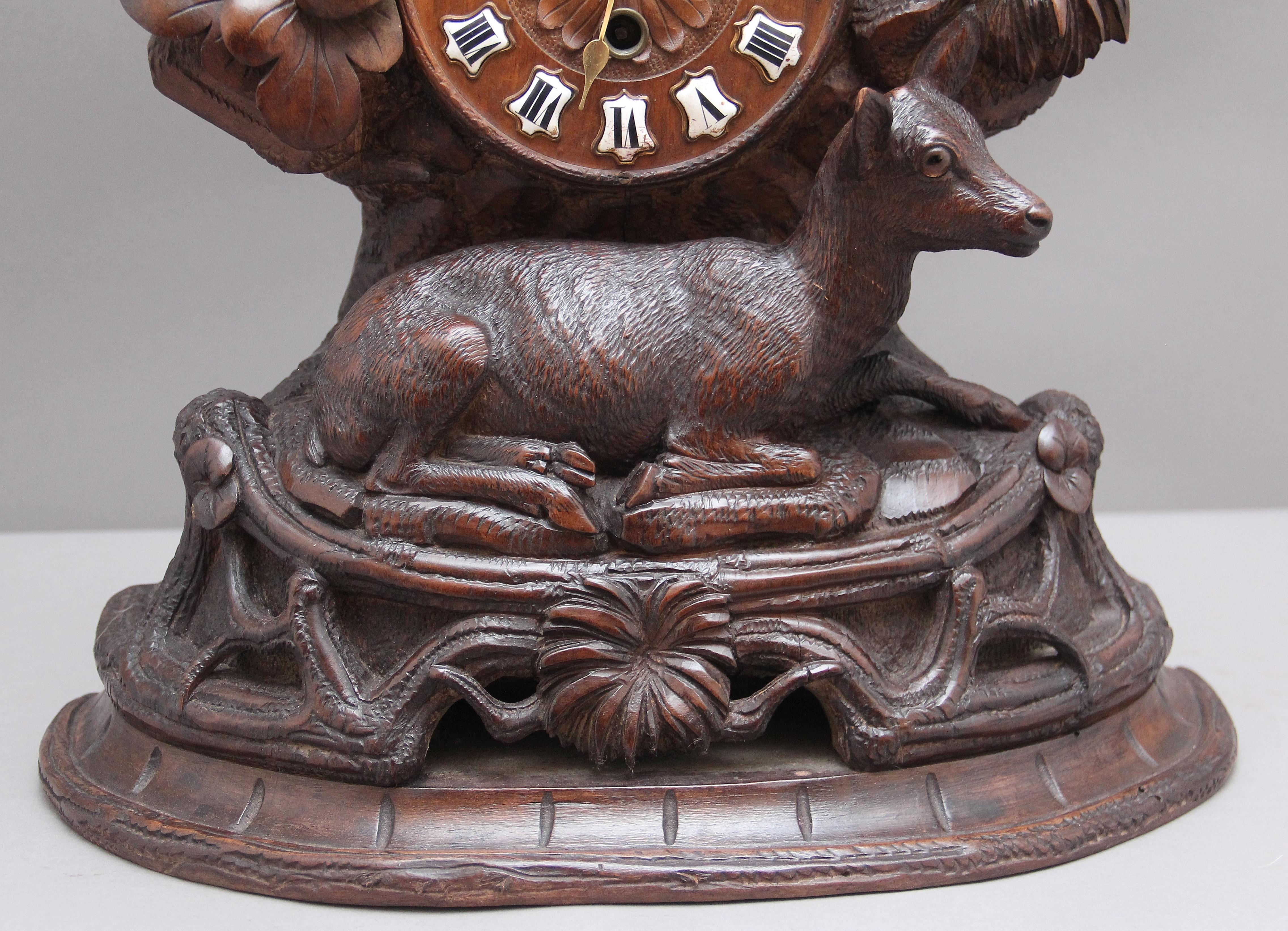 19th Century Antique Black Forest Mantle Clock For Sale 6