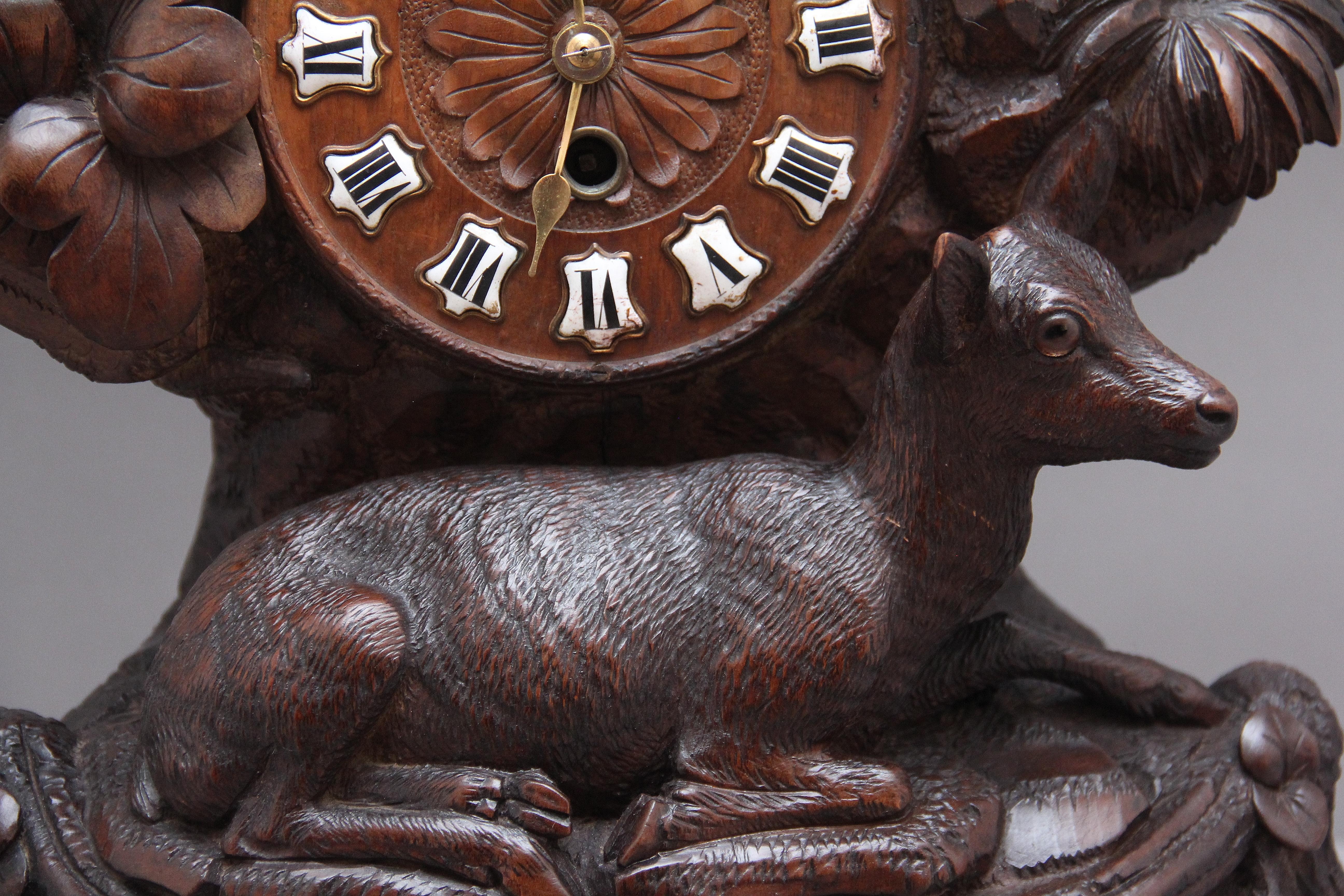 19th Century Antique Black Forest Mantle Clock For Sale 7