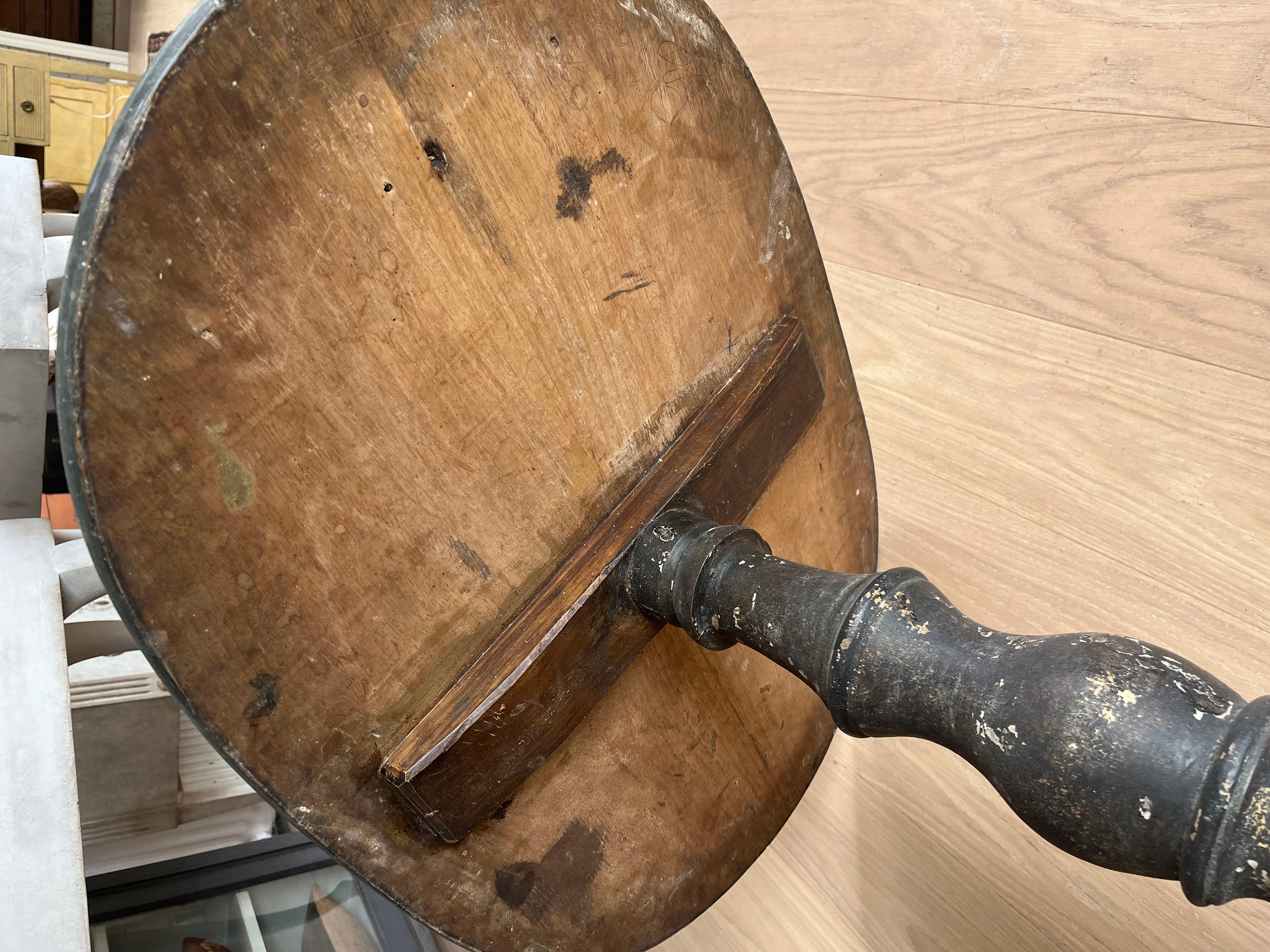 Wood 19th century Antique Black Pedestal Table For Sale