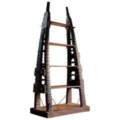 19th Century Antique Bookcase Shelving Unit Indian Ox Cart Brass, circa 1890