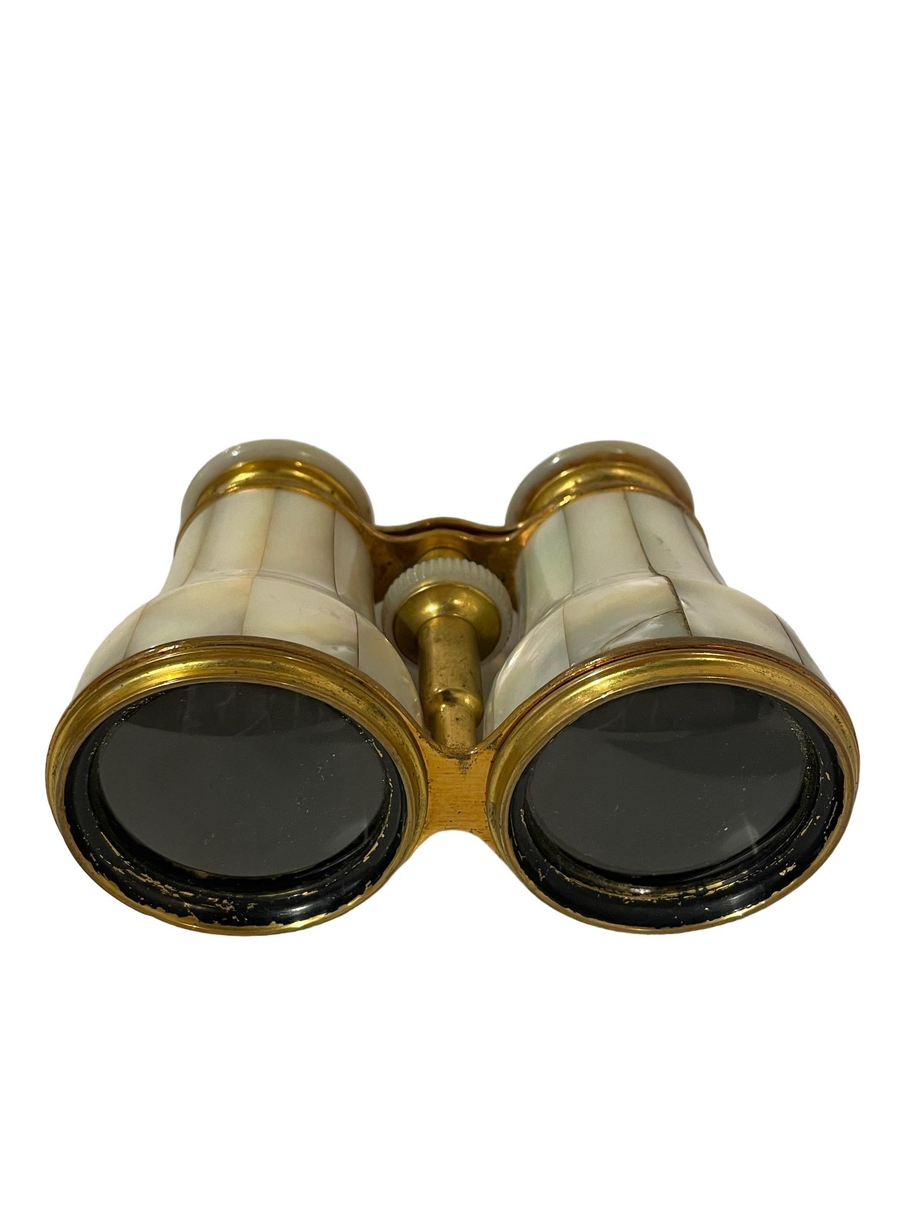 19th Century Antique Brass and Mother of Pearl Opera Glasses 1