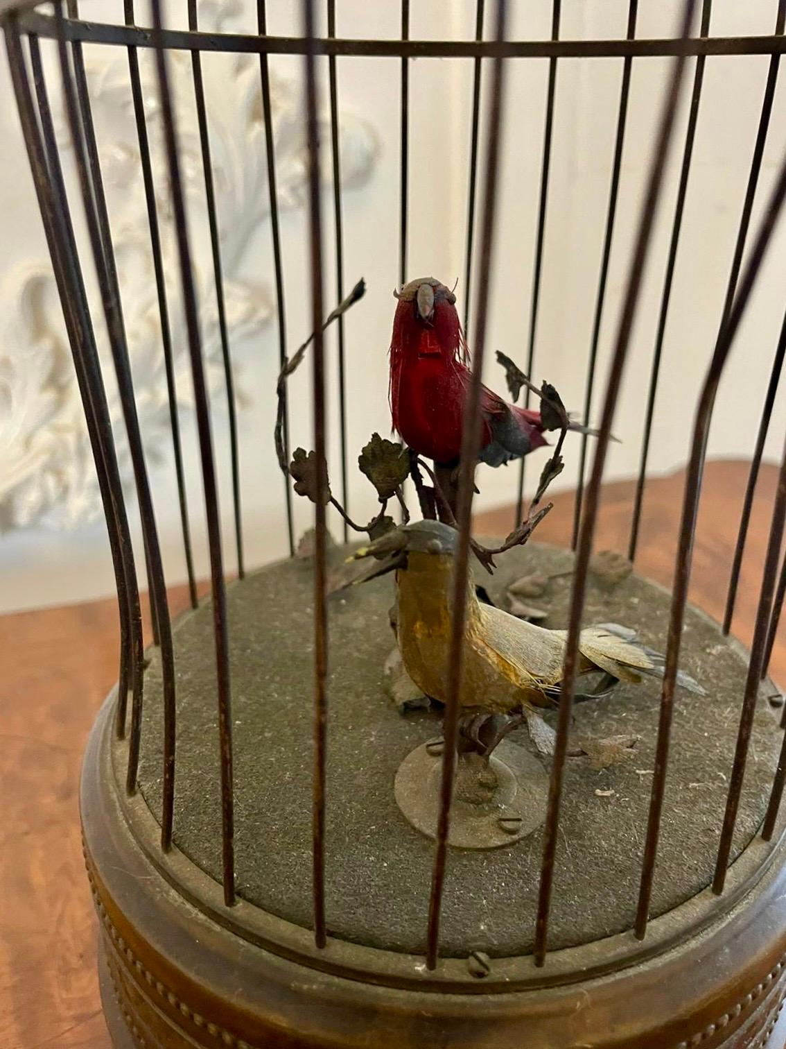 19th Century Antique Brass Caged Singing Birds In Good Condition In Suffolk, GB