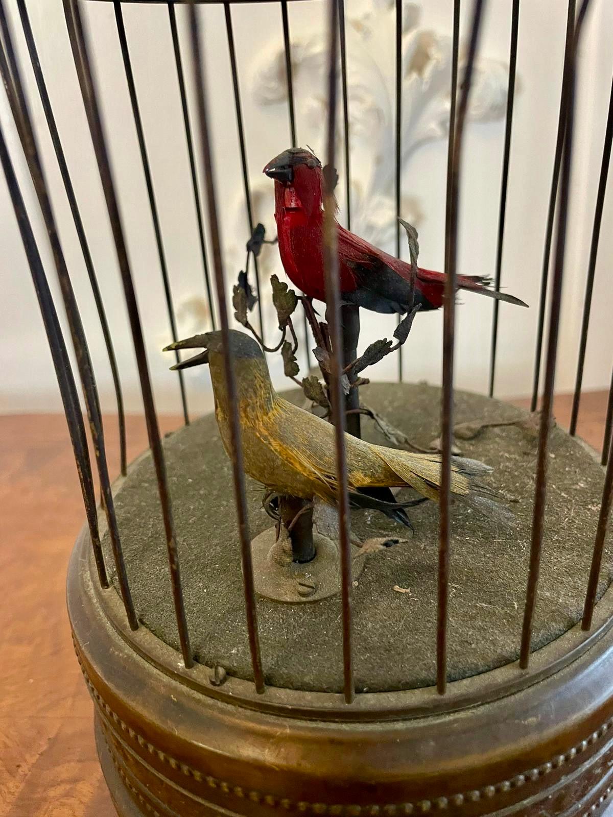 19th Century Antique Brass Caged Singing Birds 2