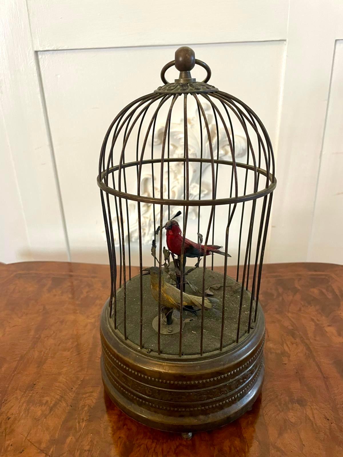 19th Century Antique Brass Caged Singing Birds 4