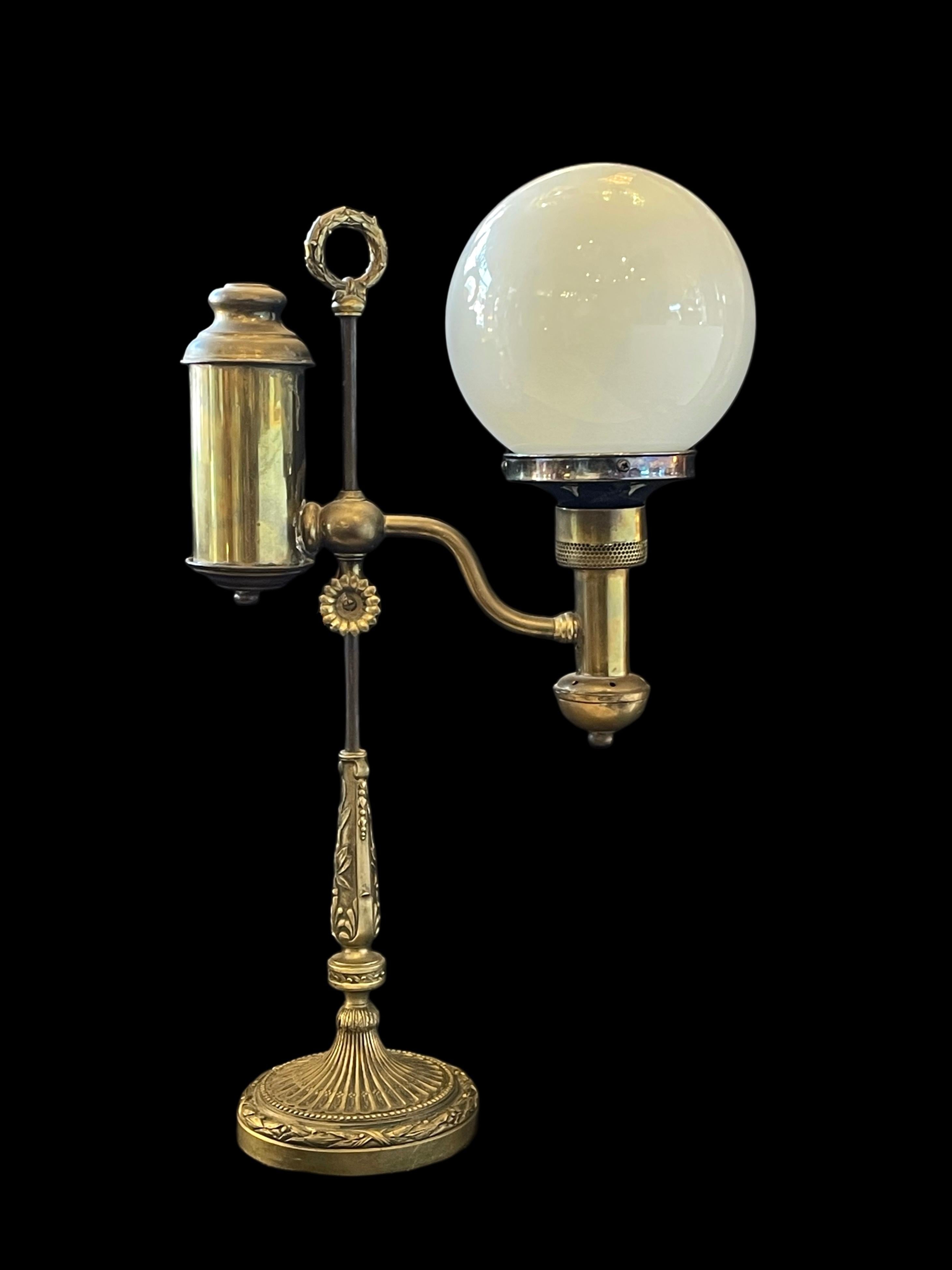 Lampe à huile ancienne du 19e siècle, Rise & Fall Converted en vente 2