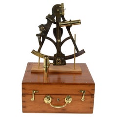 19th Century Antique Brass Sextant Signed J.C. Krohn Bergen Maritime Navigation