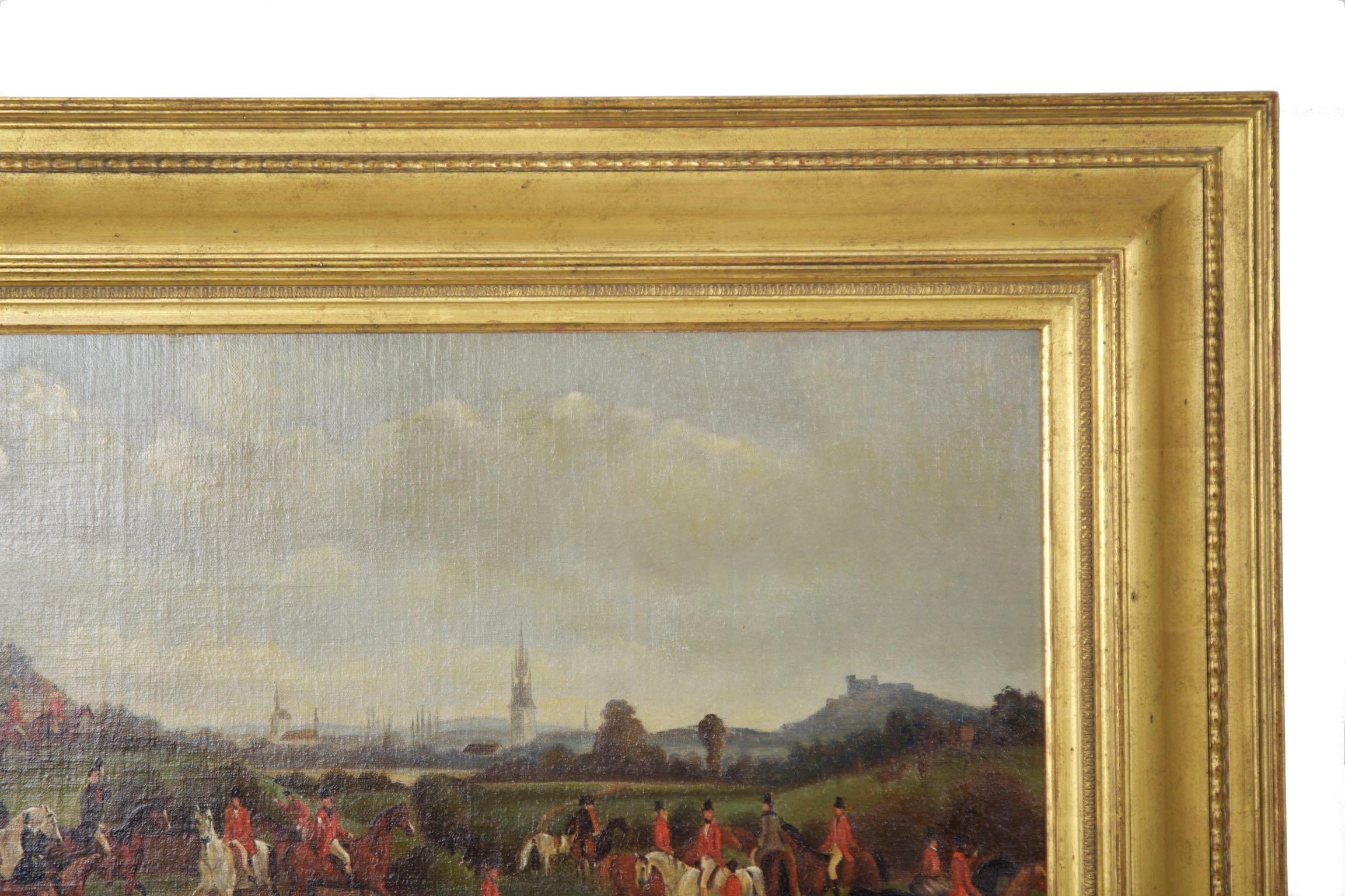 19th Century Antique British Hunt Scene Landscape Painting by T. Gassner 7