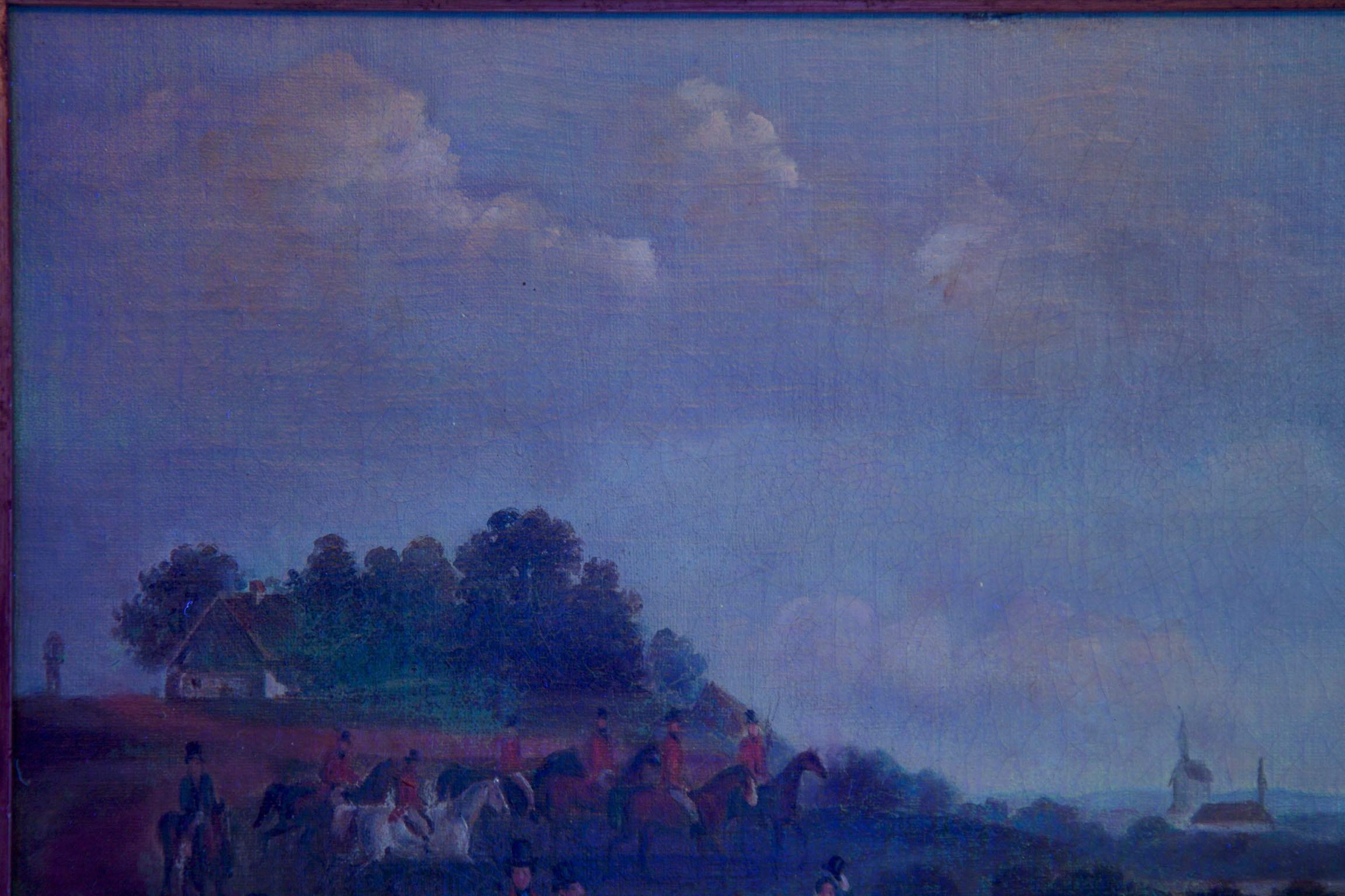 19th Century Antique British Hunt Scene Landscape Painting by T. Gassner 13