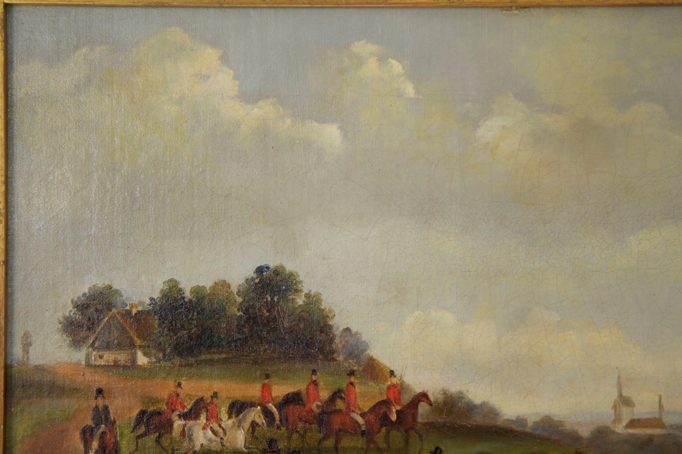 19th Century Antique British Hunt Scene Landscape Painting by T. Gassner In Good Condition In Shippensburg, PA