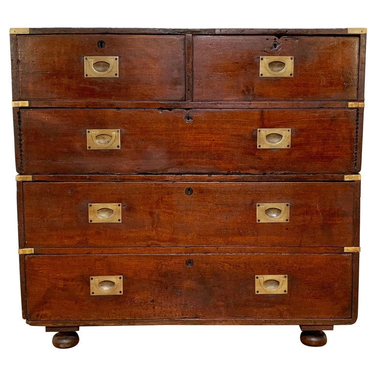 19th Century Antique British Mahogany Campaign Chest at 1stDibs