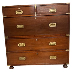 19th Century Antique British Military Campaign Chest in Two Parts