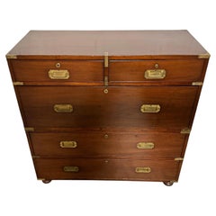 19th Century Antique British Military Campaign Chest in Two Parts